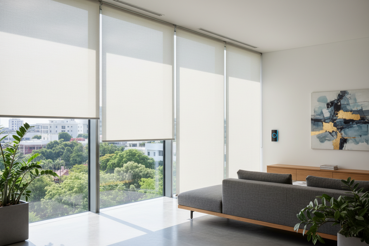 Why Massive Windows Need Window Treatments Motorized (Not Drapes)
