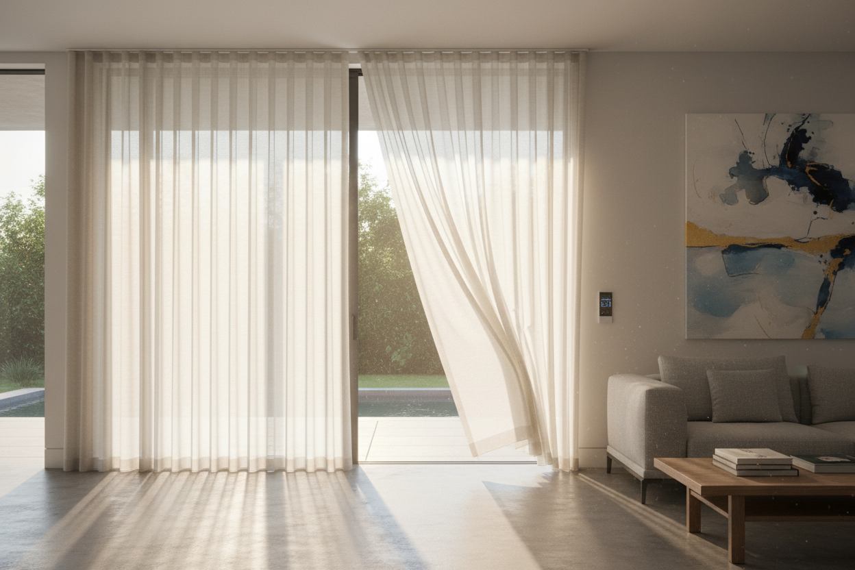 I Swapped Heavy Drapes for Automatic Shades for Sliding Glass Doors