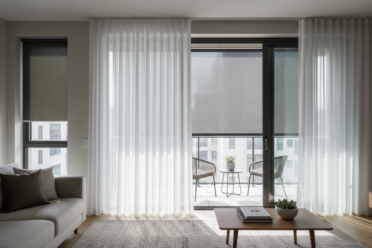 Don't Enclose Your Tiny Balcony: Hang a 5 Foot Outdoor Roller Shade