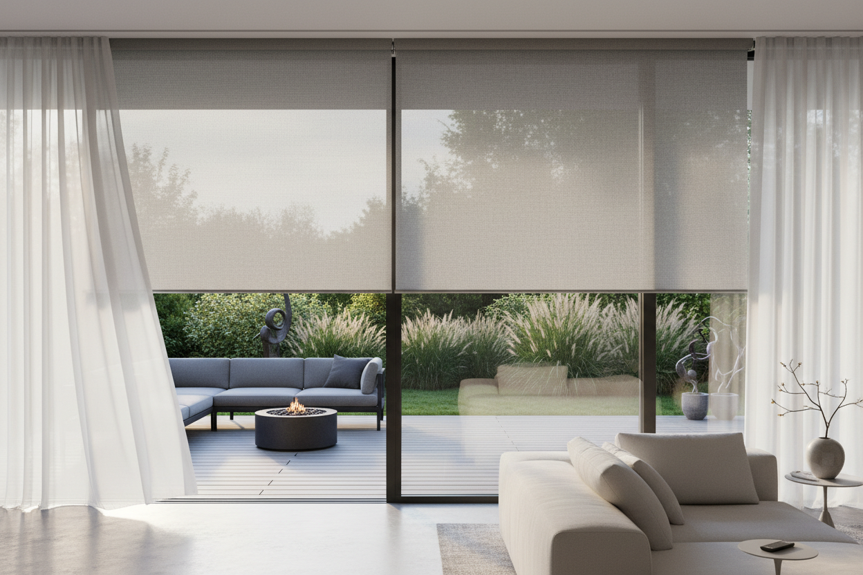 Why I Swapped Bamboo for a Heavy Duty Semi-Sheer Outdoor Roller Shade