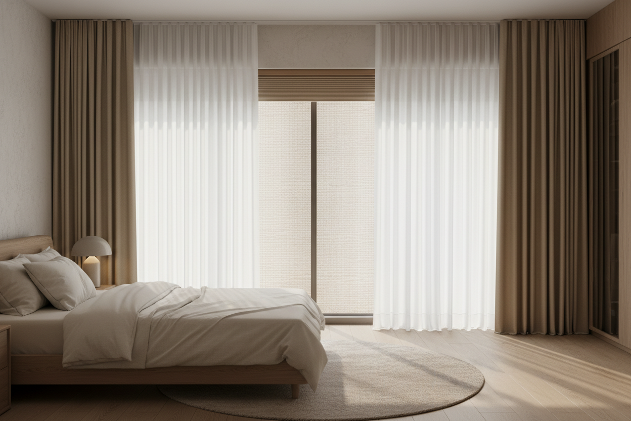 I Layered Drapes Over Woven Roller Shades and It Fixed My Room