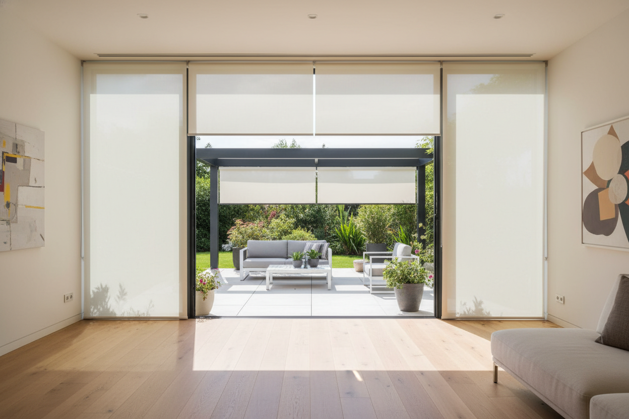 I Swapped My Clanky Patio Blinds for a Cordless Exterior Roller Shade
