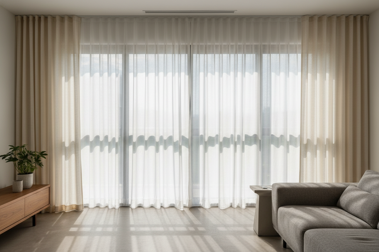 I Hide PVC Window Shades Behind Custom Drapes (And Nobody Knows)