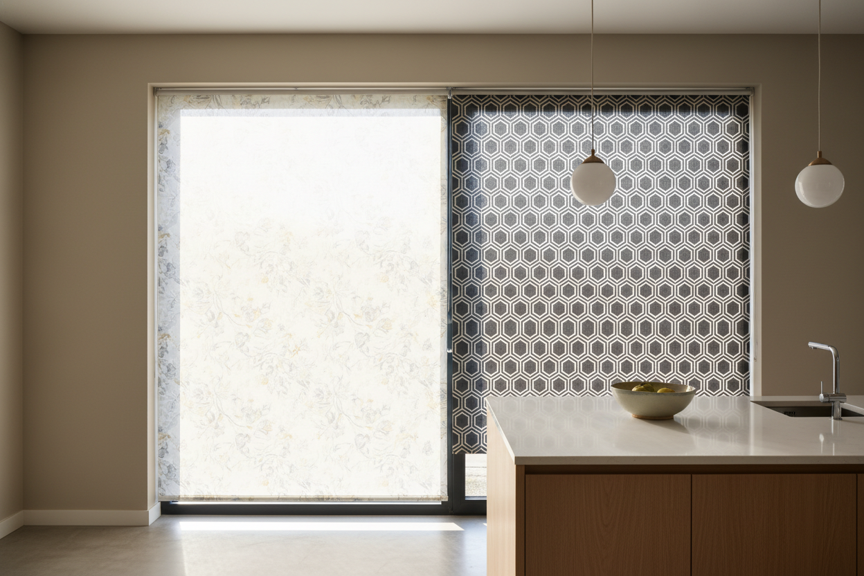 How to Style a Patterned Roller Shade Without It Looking Too Busy