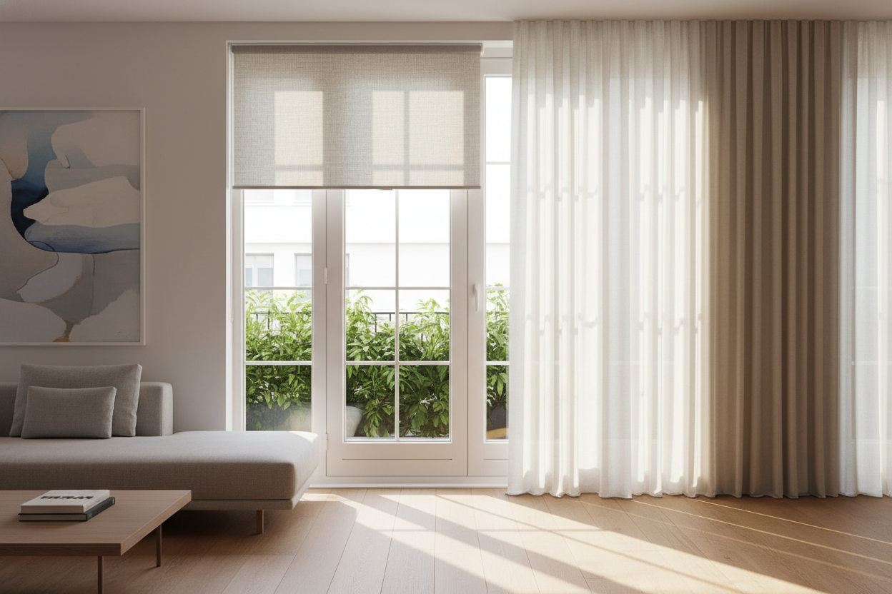 I Fixed My French Door Privacy Issue With a 27 Inch Roller Shade