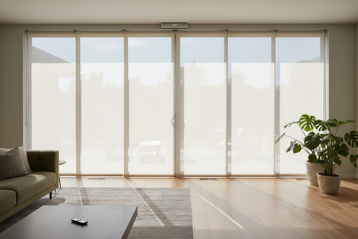 Why I Swapped My Tangled Patio Drapes for Levolor Panel Track Blinds
