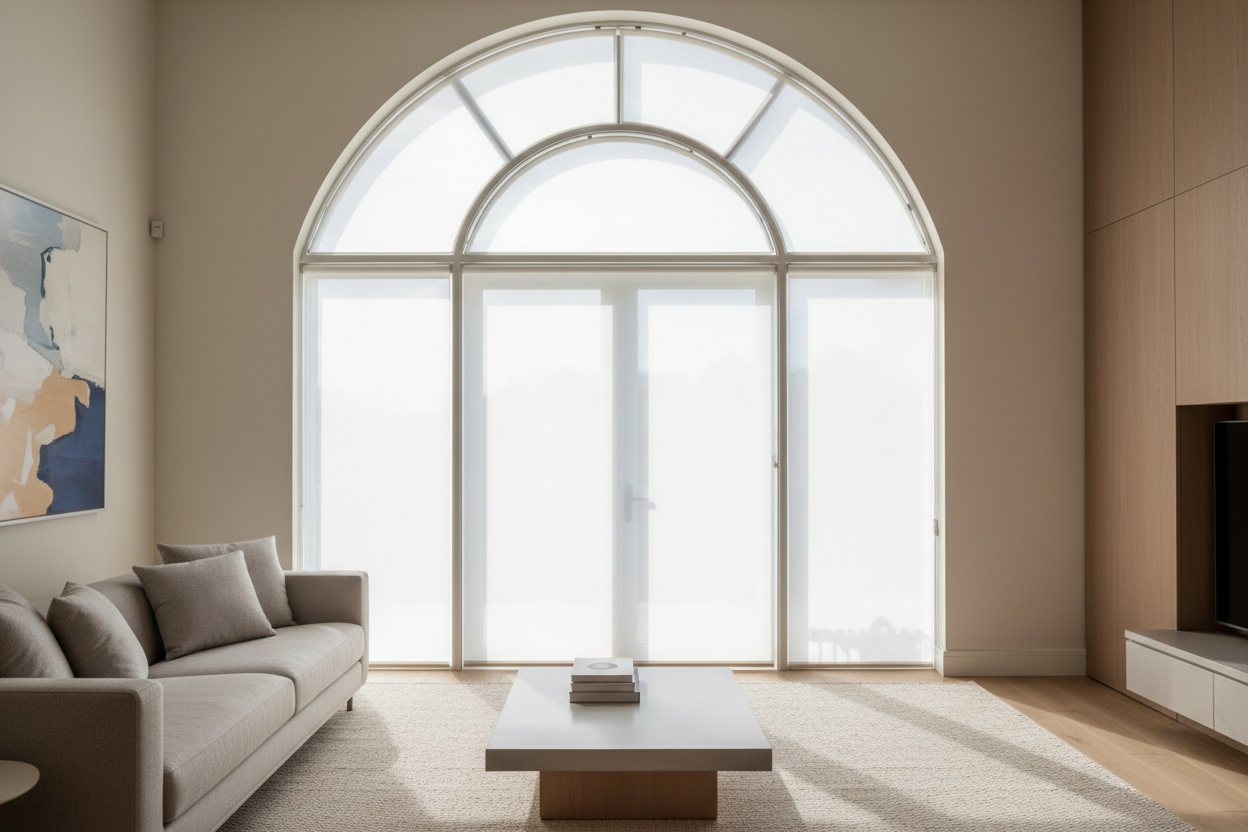 I Almost Drywalled Over My Arch Until I Found This Palladian Window Shade