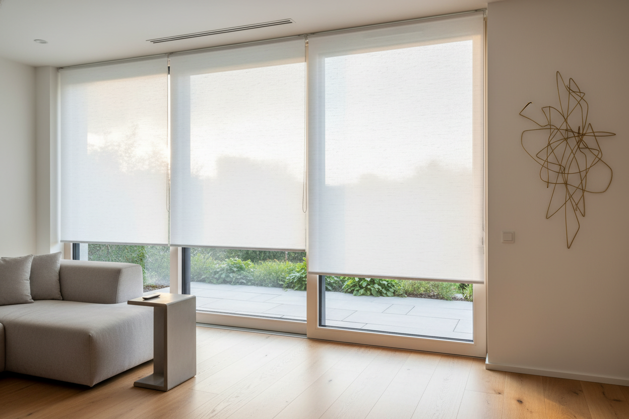 I Ditched Dirty Drapes for Automatic Shades for Sliding Glass Doors