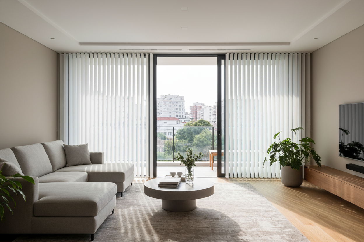 How I Hid the White Vertical Blinds Head Rail for Sliding Doors or Windows