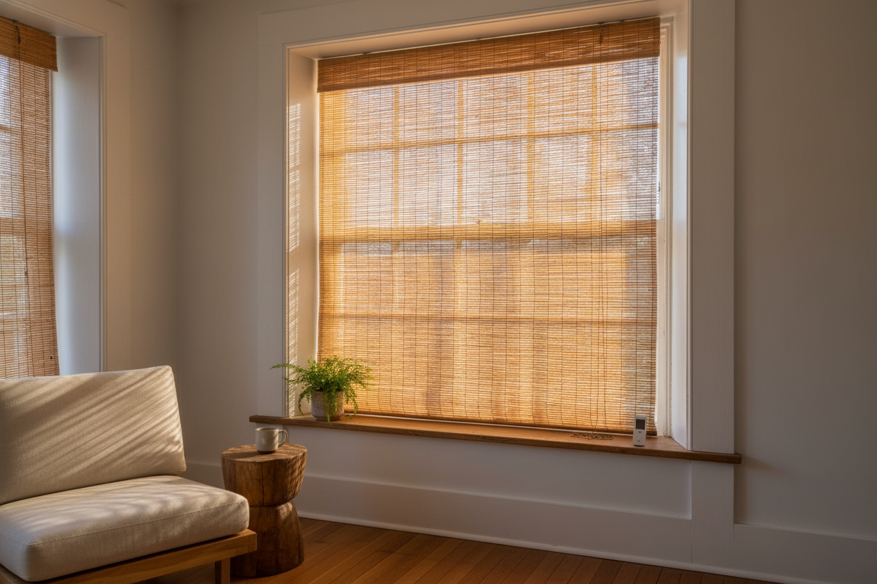 My Crooked Windows Met Their Match With Bamboo Blinds Cut-To Size