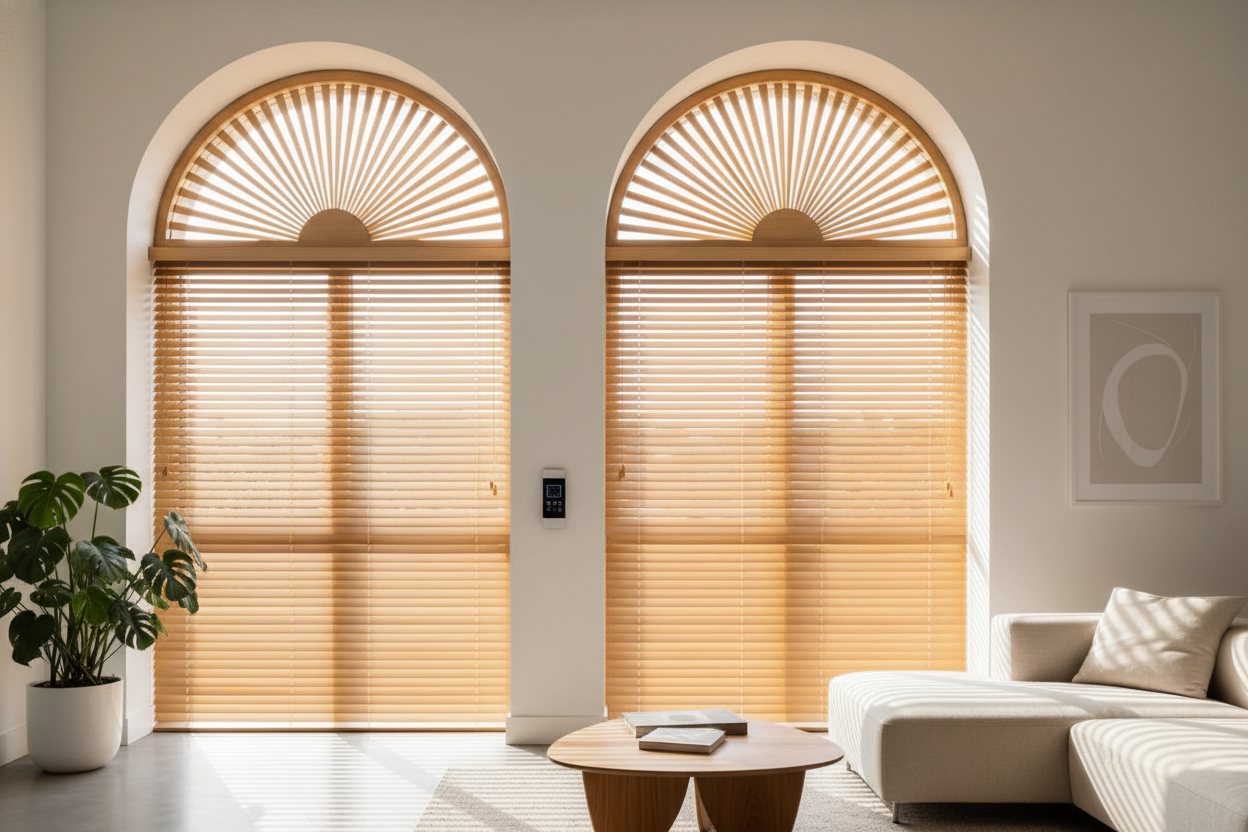 Your Half-Moon Window Desperately Needs Arched Window Blinds Wood Fans