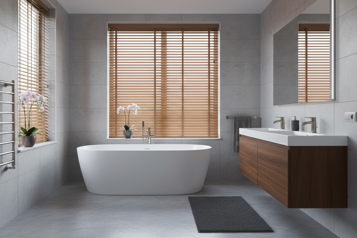 Why a Faux Wood Venetian Blind Belongs in Your $50K Bathroom