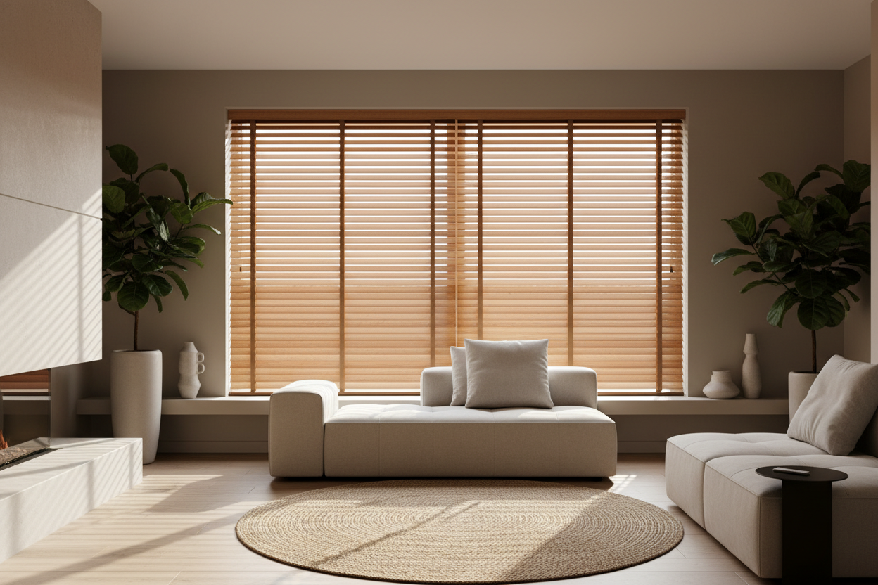 Stop Hanging Single 70 Inch Faux Wood Blinds on Wide Windows