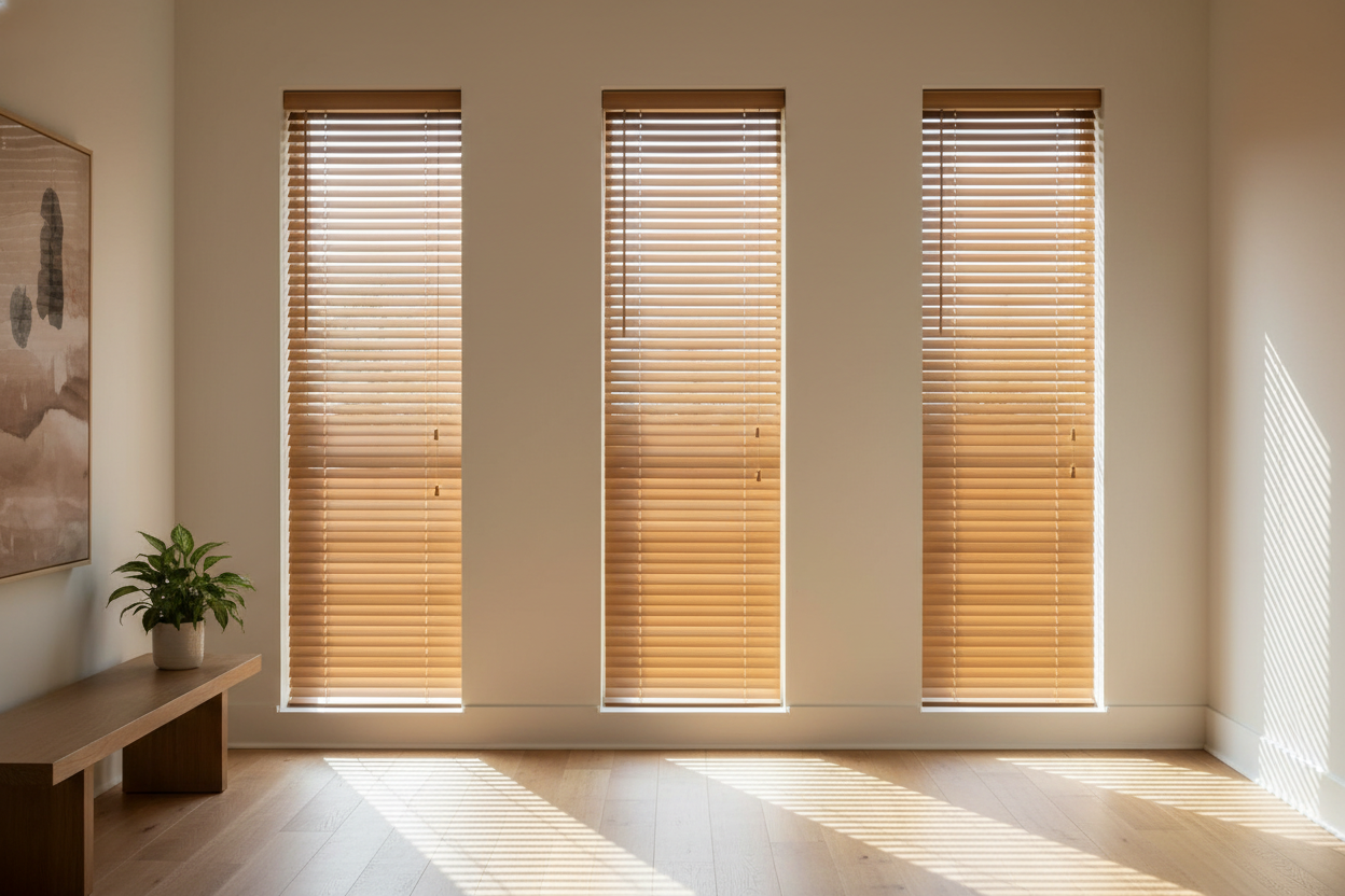 My Hallway Looked Weird Until I Found Faux Wood Blinds 23 x 72