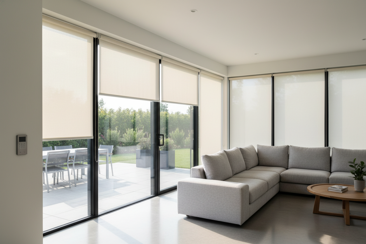 Why I Replaced My Moldy Patio Drapes With Outdoor Vinyl Roller Shades