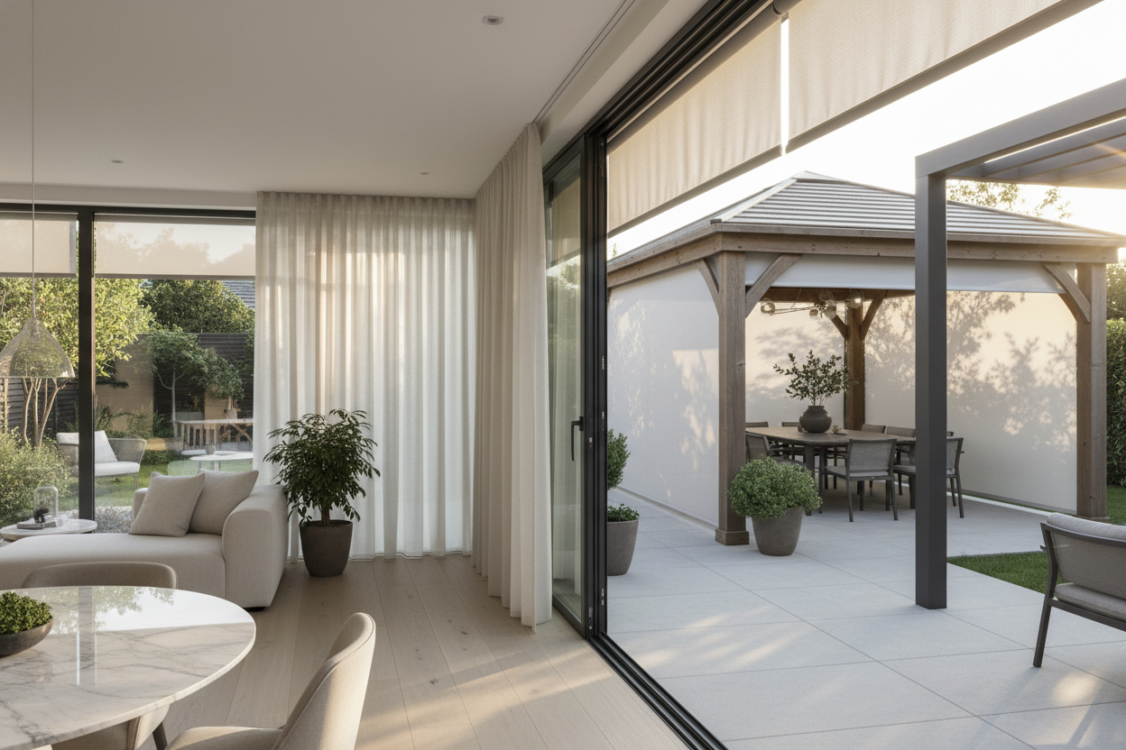How I Cured the 5 PM Glare Using Outdoor Blinds for Gazebo Dining