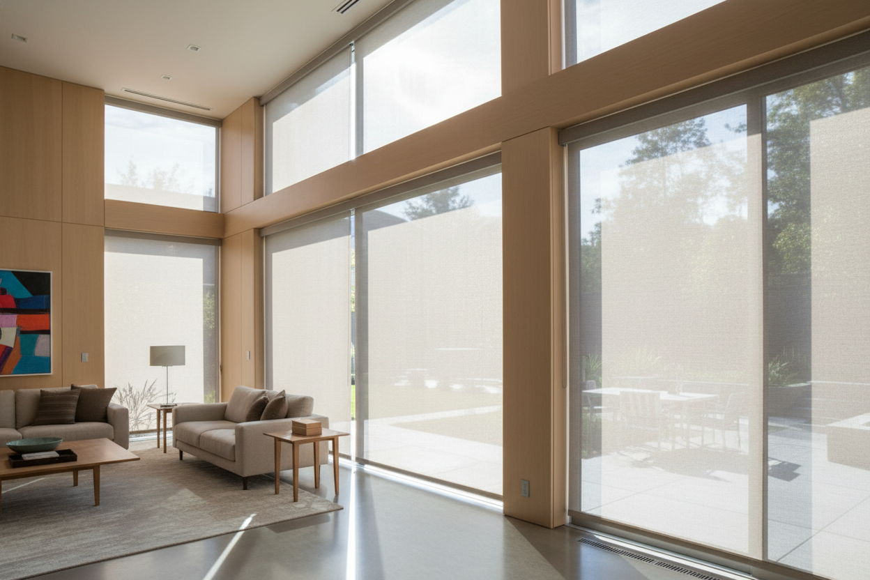 How Graber Exterior Solar Shades Visually Double Your Living Room's Size