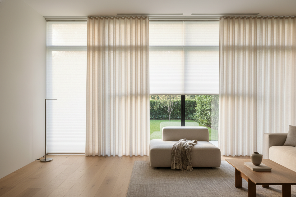 I Layered Pleated Shades at Home Depot Behind Drapes (And It Works)