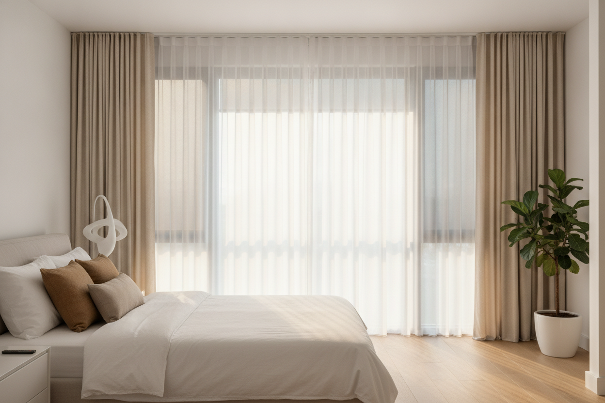 I Hide Pop-In Window Shades Behind Drapes So They Don't Look Rented