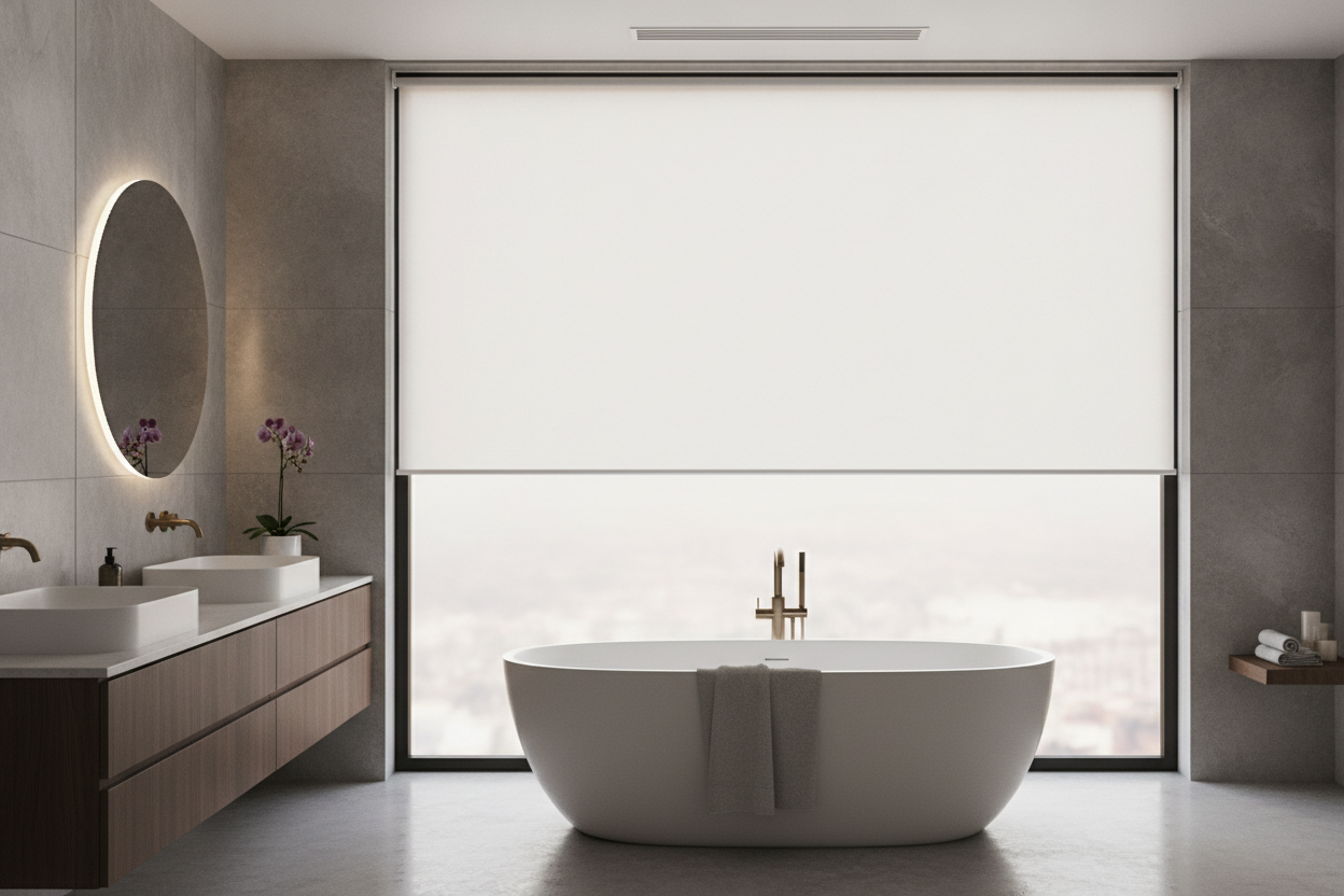 Why I Put a Retractable Vinyl Shade in My Luxury Bathroom