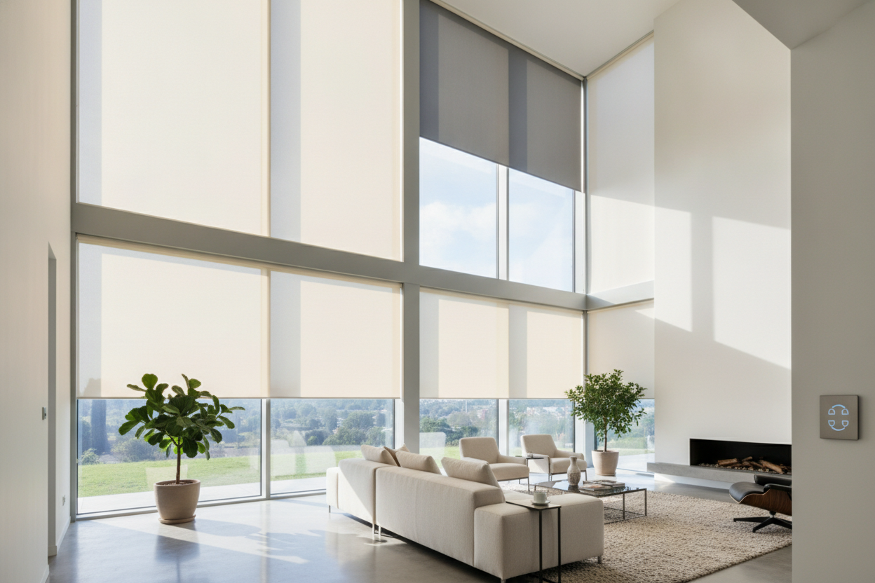 The Two-Story Window Fix: Why You Need an Automatic Sun Shade Up High