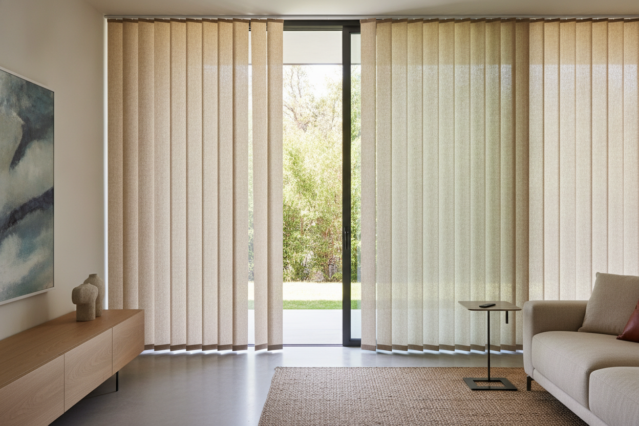 Why Drapes Fail on Sliders (And Fabric Patio Door Vertical Blinds Win)
