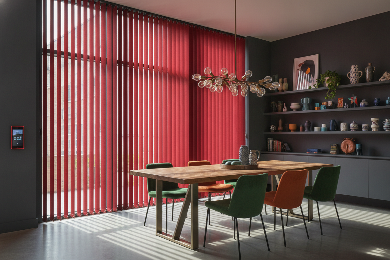 Why I Chose Red Vertical Blinds Over Drapes for My Dining Room