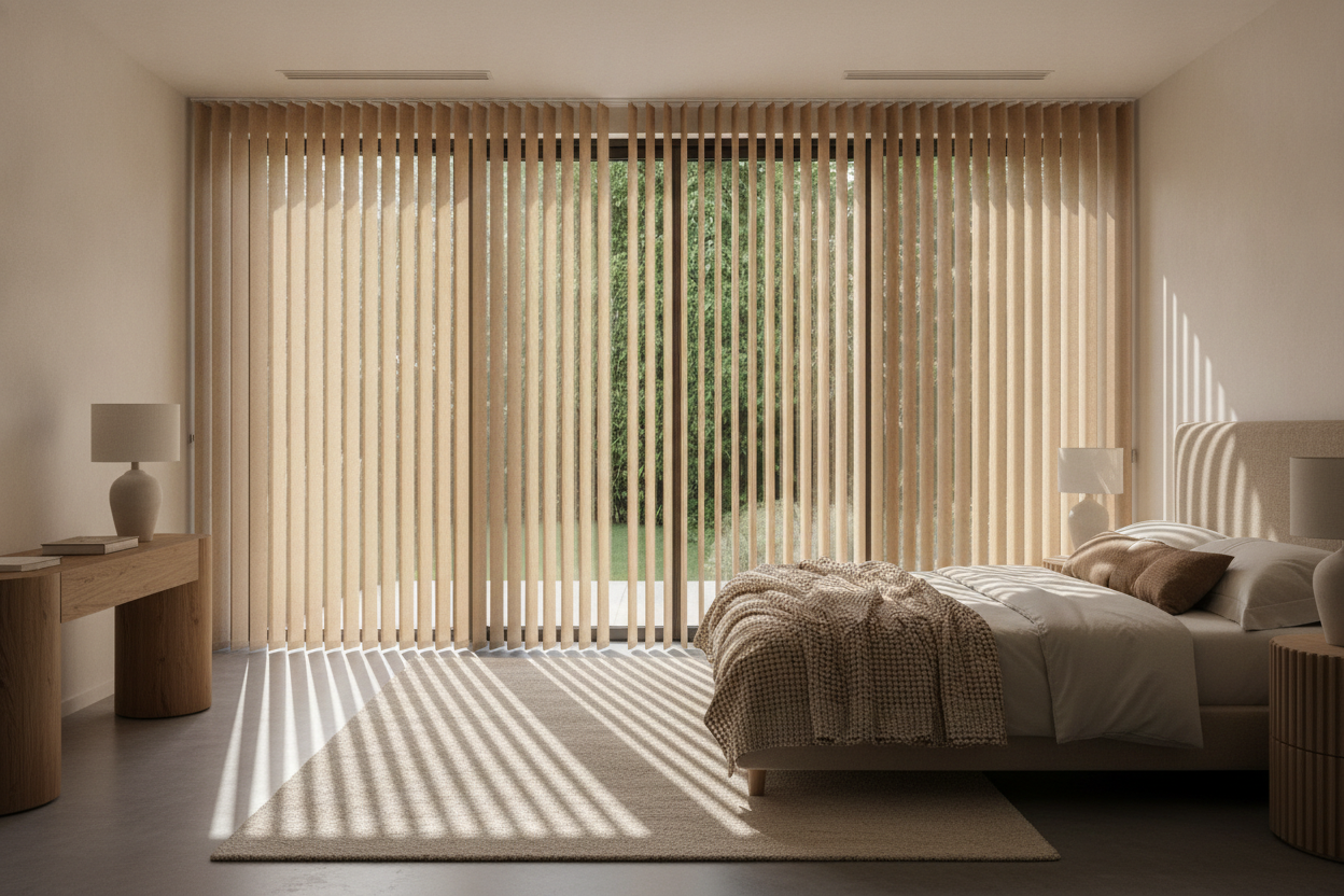The Trick to Making Tan Vertical Blinds Look Warm, Not Dingy