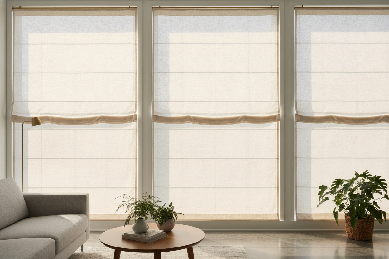 I Faked Custom Rod Pocket Roman Blinds With a $5 Tension Rod