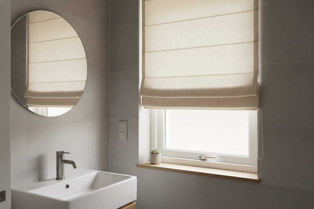 I Fixed My Squat Bathroom With Roman Shades for Small Windows