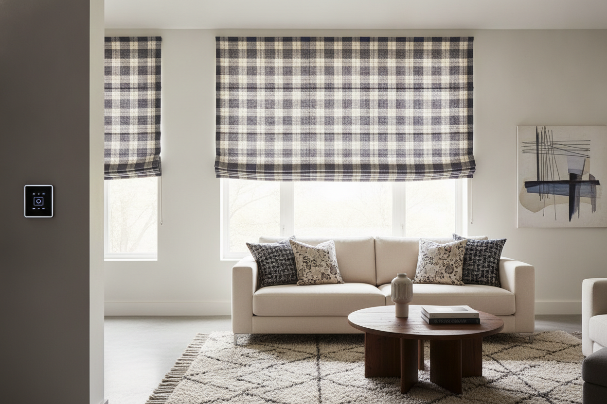 I Put a Plaid Roman Shade in a Modern Room (And It Actually Works)