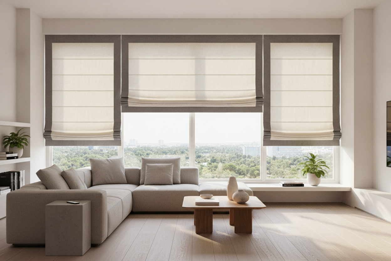 The 2-Inch Border That Makes Banded Roman Shades Look So Expensive