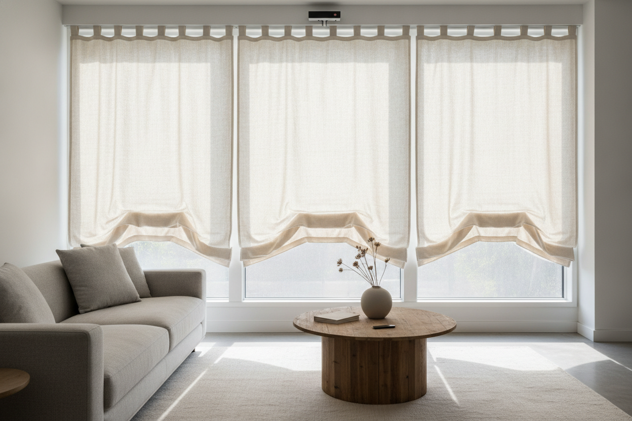 Why Your Stiff Room Needs a Relaxed Tab Top Roman Shade