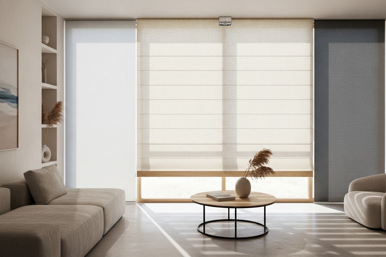 I Never Use Solid Fabrics Without a Front Slat Roman Shade