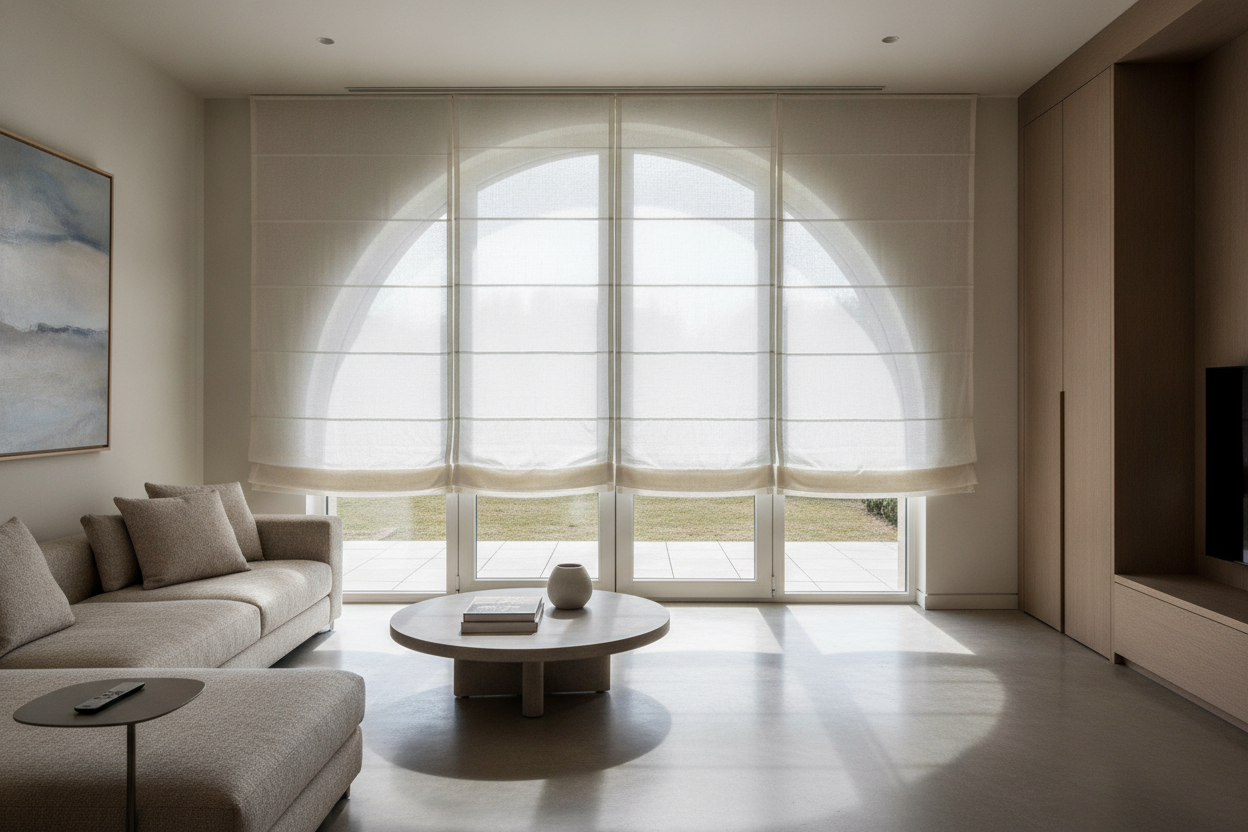 I Finally Found Arch Top Roman Shades That Actually Work on Arched Doors