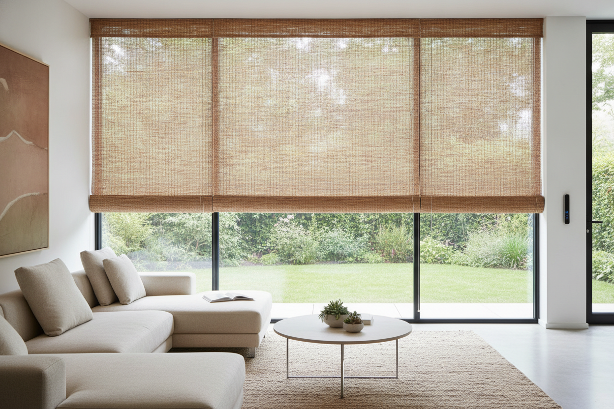 The Right Way to Hang Top Down Woven Wood Shades for Instant Privacy