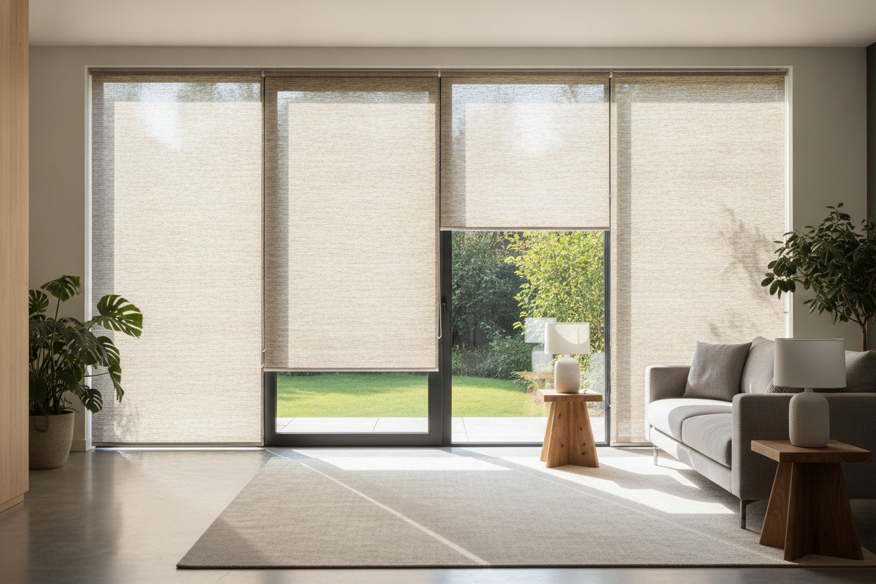 The Trick to Hanging Woven Wood Shades for Patio Door Privacy