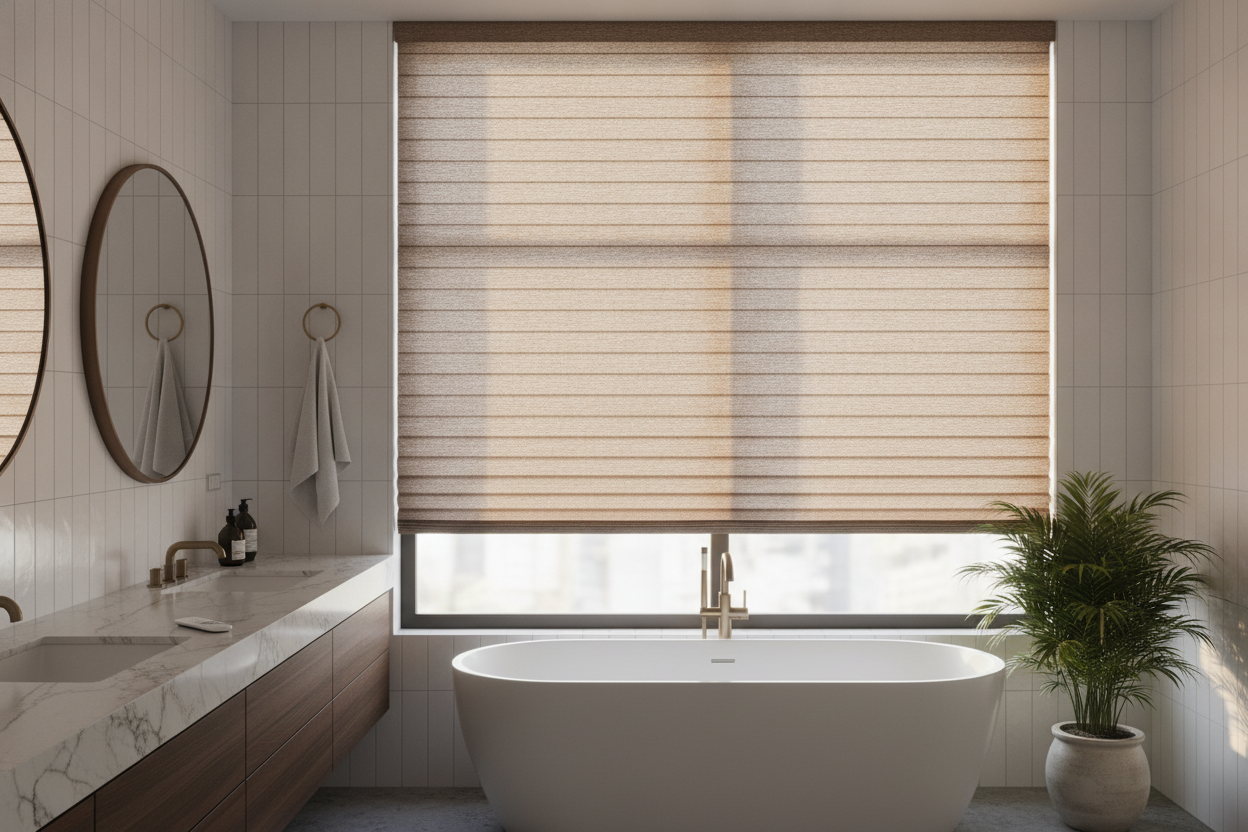 Why I Only Put Faux Woven Wood Shades in High-Humidity Rooms