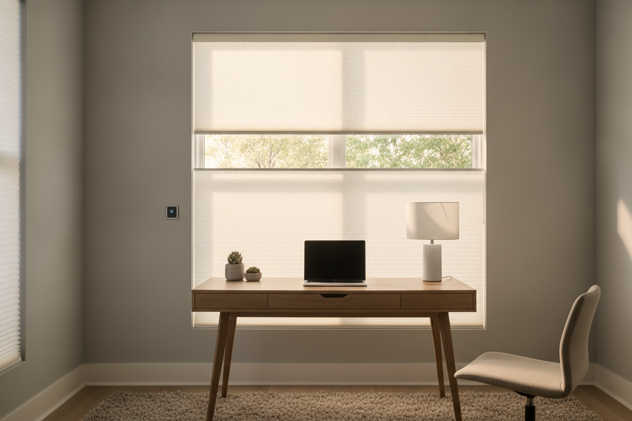 I Fixed My Dark Home Office With Cellular Shades Top Down Bottom Up