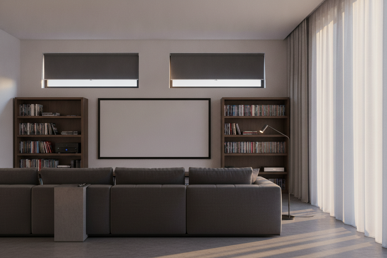 How I Fix Screen Glare With Blackout Shades for Media Room Windows