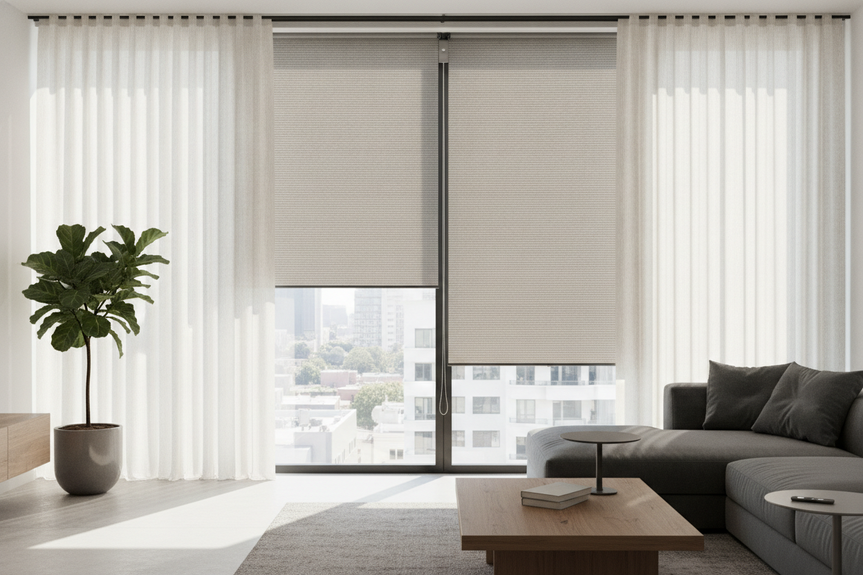 The Hardware Trick to Hanging a Window Treatment Over Blinds