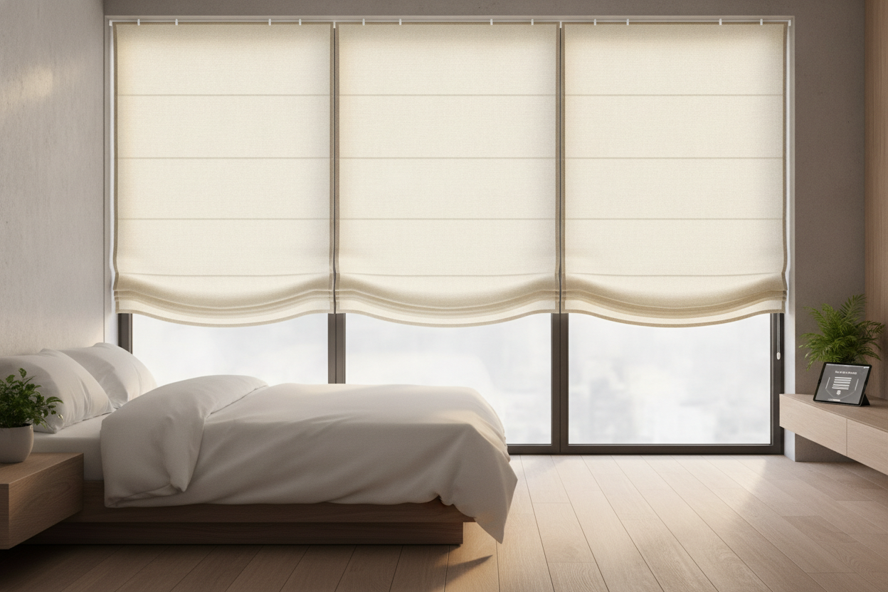 I Tested Adhesive Roman Shades in a Rental (And They Actually Stayed Up)