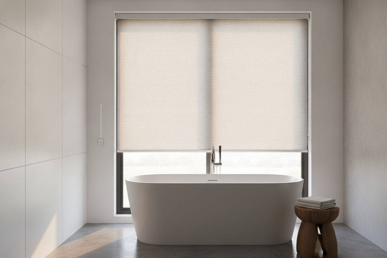 I Love Woven Woods, But My Bathroom Needed Faux Wood Roller Shades