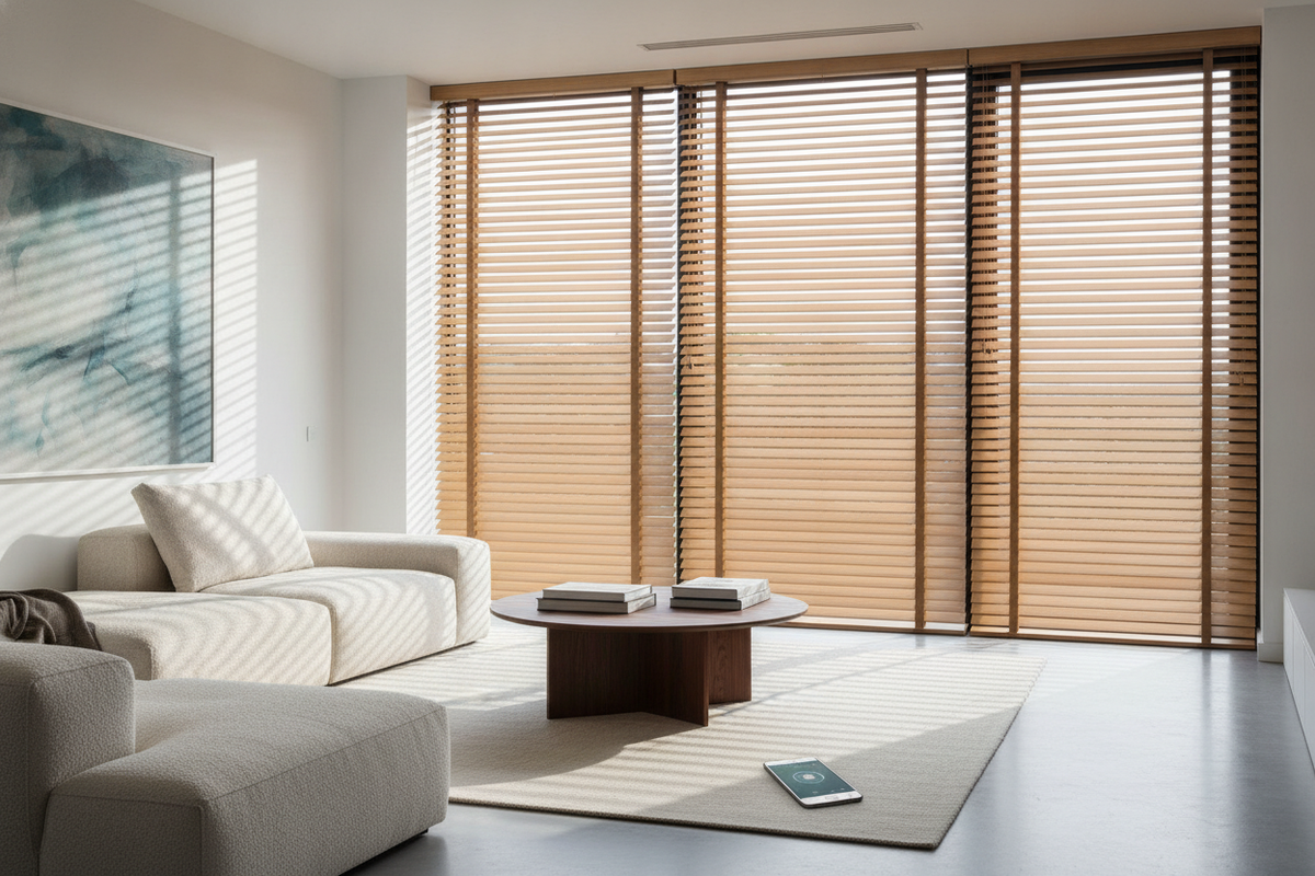 How Horizontal Wooden Blinds Fixed My Boring White Living Room