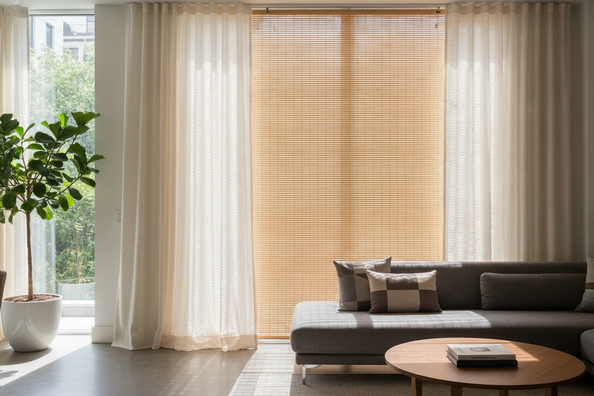 Why I Layered a Cheap Matchstick Blind Behind My Custom Drapes