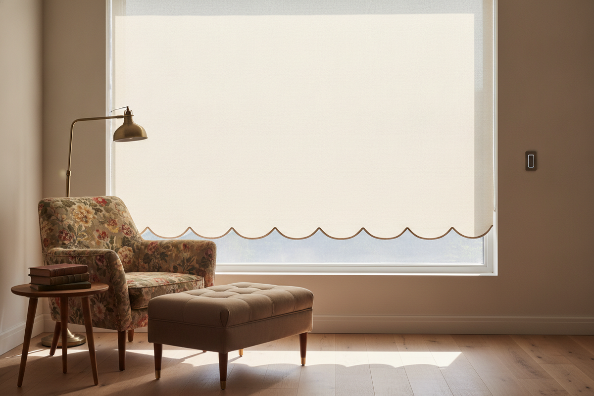 Your Boxy Windows Need Roller Shades Scalloped at the Hem
