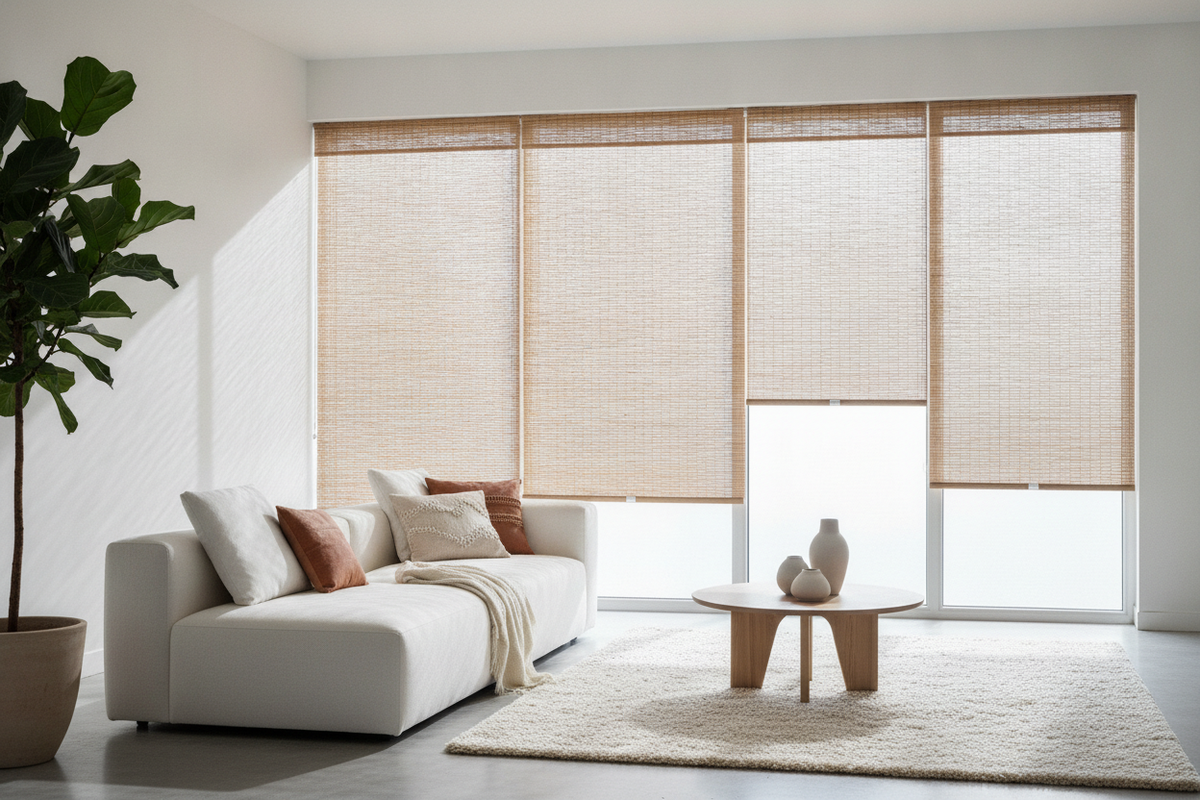 Why I Always Add Indoor Bamboo Shades to Sterile White Rooms