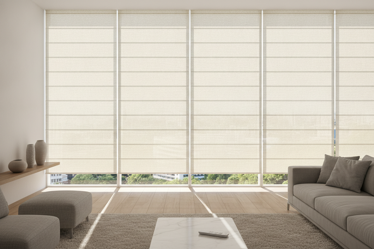 Why I Swapped Harsh Faux Wood for Fabric Horizontal Blinds