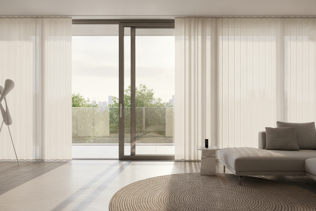 I Hated My Sliding Door Until I Tried Sheer Fabric Vertical Blinds