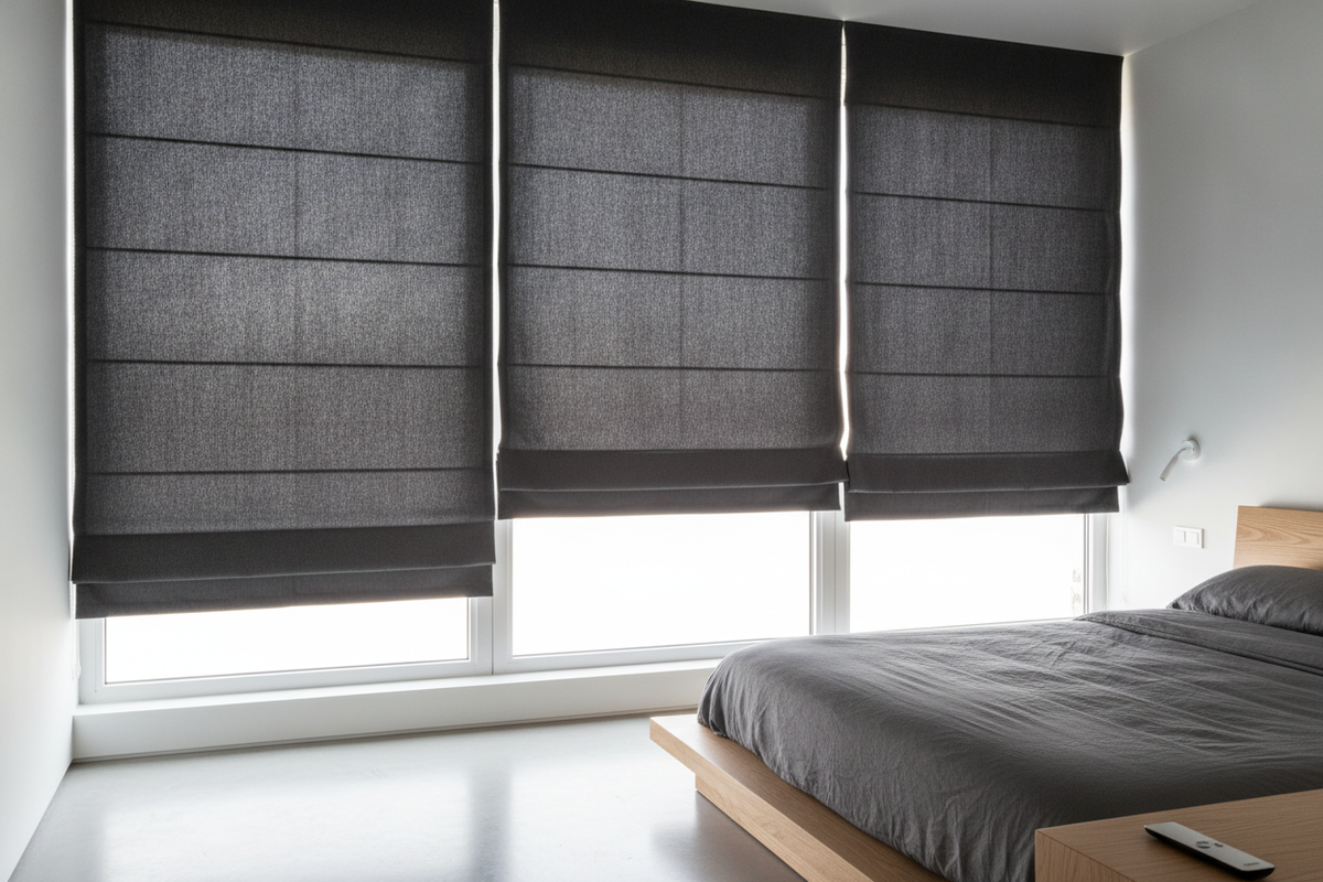Black Roman Shade Design Guide: Fabric Textures, Fold Styles, and High-Contrast Interior Styling